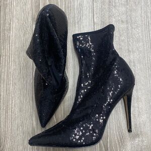 Aldo Black Sequin Heeled Boots size 40 New